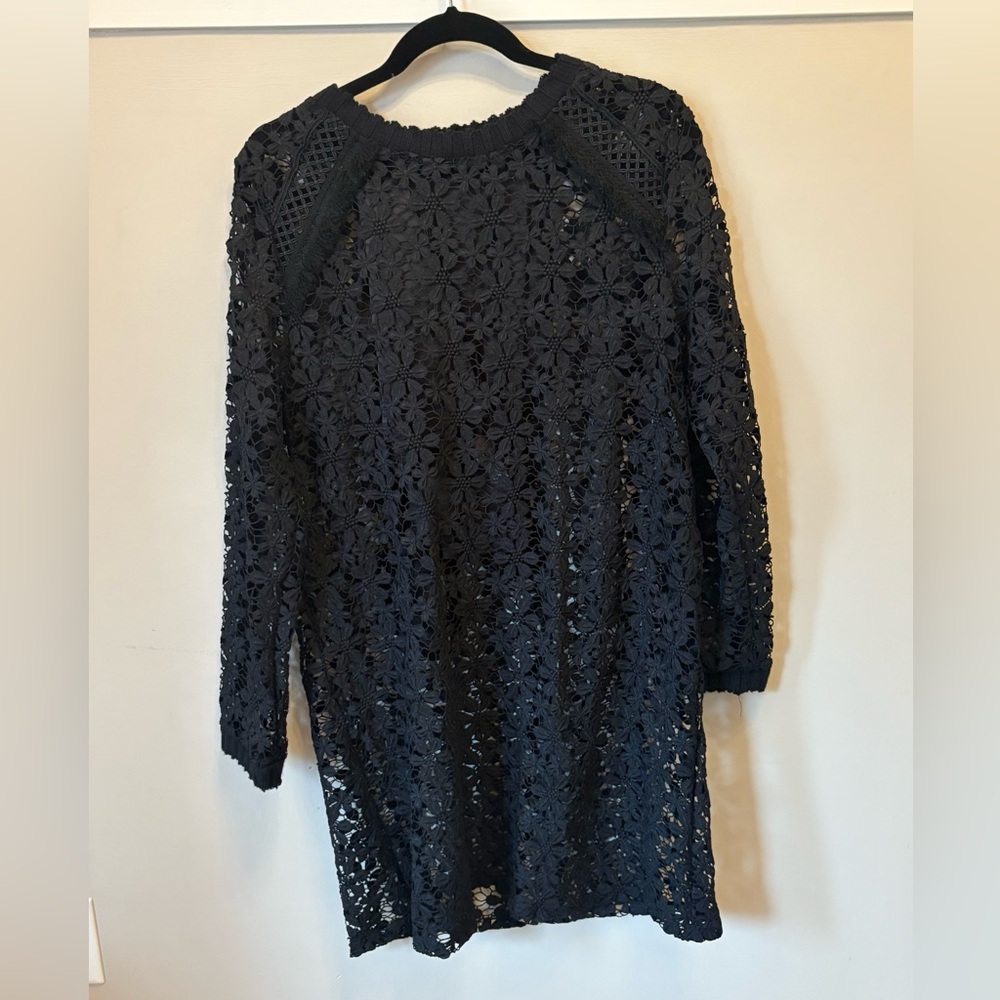 Sugarlips Black Floral Lace Long Sleeve Dress